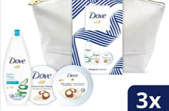 Dove Geschenkset Pflegende Schoenheit fuer seidig glatte Haut mit Duschgel Creme Dusch Peeling Body Yoghurt in einer Kulturtasche 250 ml 225 ml 250 ml Amazon de Beauty