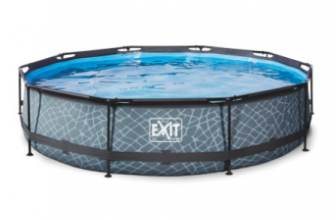 EXIT Stone Pool o 360 x 76 cm mit Filterpumpe grau babymarkt de