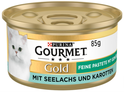 PURINA GOURMET Gold Feine Pastete Seelachs und Karotten 12er Pack - hochwertiges Katzenfutter in Dosen