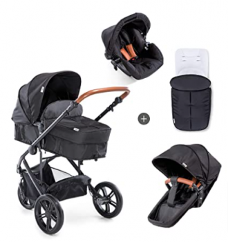 Hauck Dreirad Kombi Kinderwagen Pacific 3 Shop N Drive inkl Babywanne umbaubar zu Sportsitz inkl Autositz inkl Beindecke Sitz Wendbar Hoehenverstellbar Grosse Raeder Schwarz Amazon de Baby