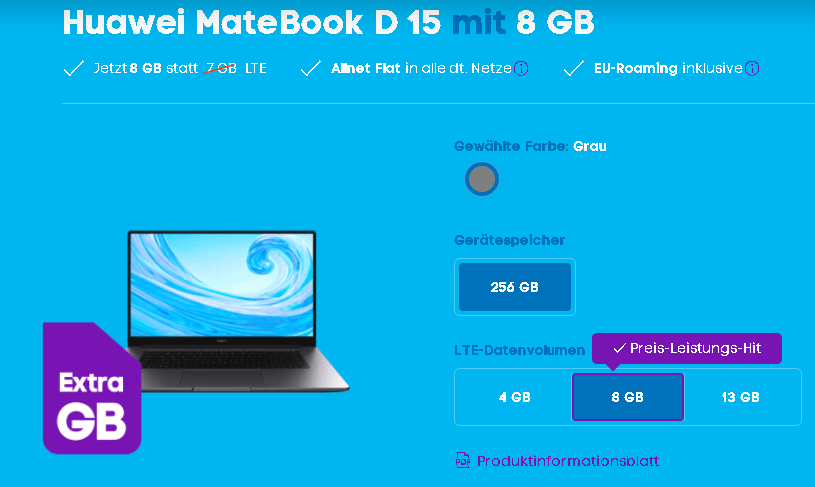 Huawei Matebook D 15 Guenstig Mit Vertrag Kaufen Blau