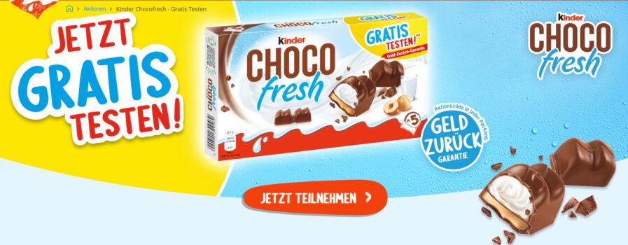 Kinder Chocofresh 5er Pack gratis testen dank Cashback