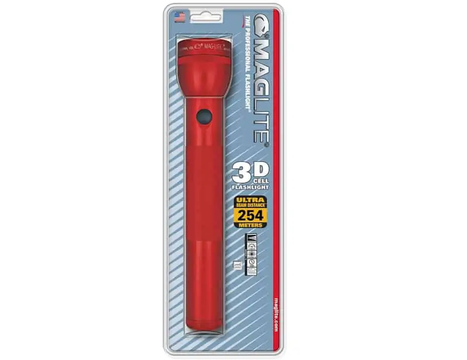 *nur 9 Stück verfügbar* MAGLITE Xenon-Lampe 3D Taschenlampe rot [254 Meter Leuchtweite, Energieklasse A] für 22,21€ [Prime] statt 28,78€