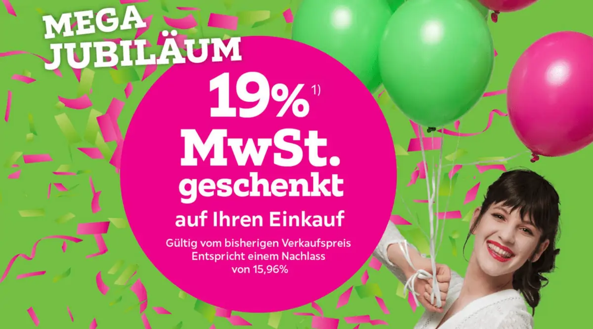 mömax: 19 % MwSt. Rabatt (entspricht 15,96 % Gesamtrabatt)
