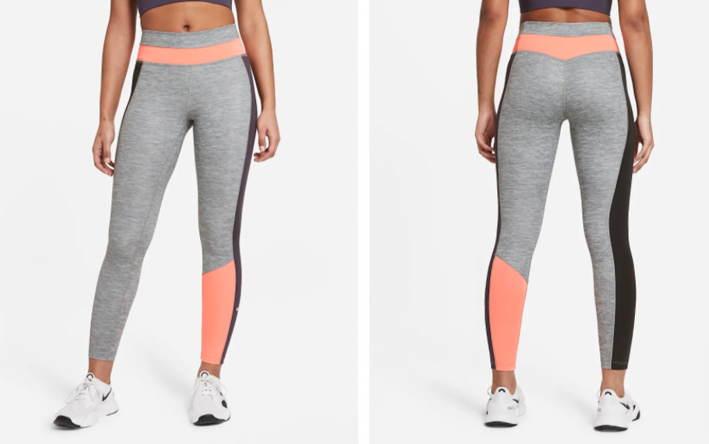 Nike One 7 8 Leggings Mit Halbhohem Bund Im Color Blocking Design Fuer Damen