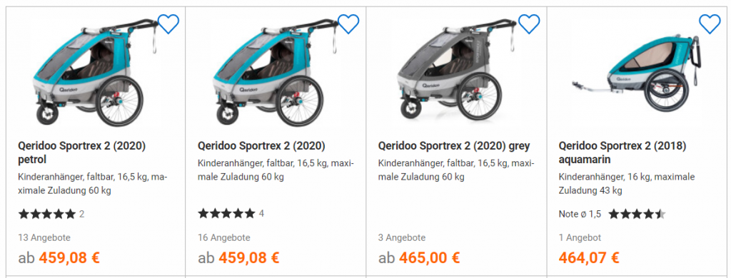 Qeridoo Fahrradkinderanhaenger Sportrex2 Idealo