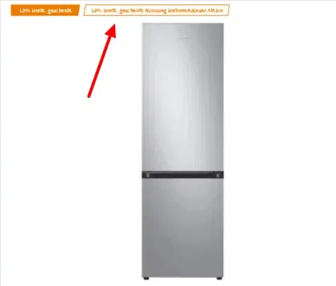 Doppelter Abzug der Mehrwertsteuer z.B.: SAMSUNG RL34T603DSA Kühlgefrierkombination (D, 1853 mm hoch, Edelstahl Look) ab 398,65€