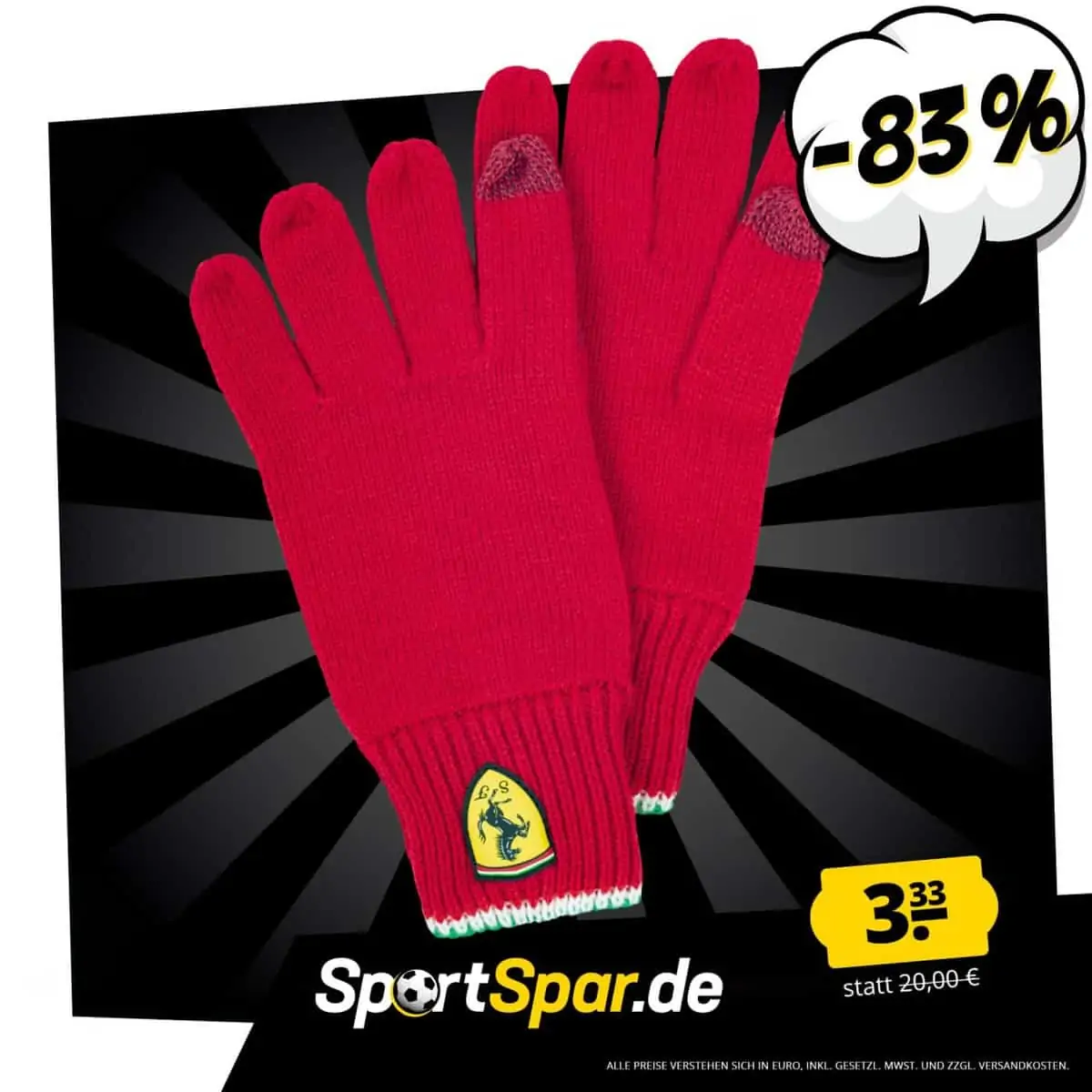 Scuderia Ferrari Strickhandschuhe für 3,33 € zzgl. 3,95 € Versand 🏎️🐎