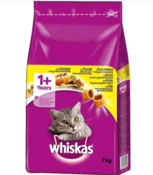 Whiskas Katzenfutter Trockenfutter Adult 1 mit Huhn 1 Beutel 1 x 7kg Amazon de Haustier