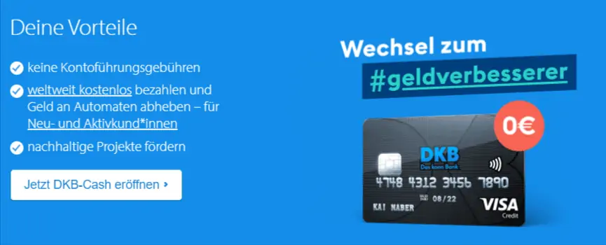 DKB-Cash: Kostenloses Girokonto mit DKB-VISA-Card (kein monatlicher Mindesteingang notwendig)