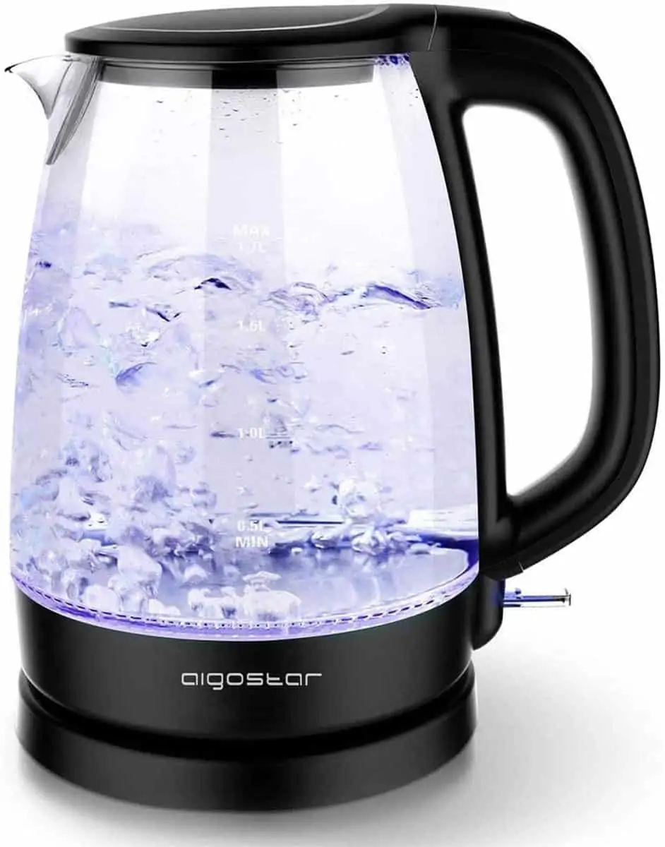Aigostar Adam Borosilikatglas und Edelstahl Wasserkocher (2200 Watt, 1,7 Liter) für 15,29 € [Prime] statt 21€