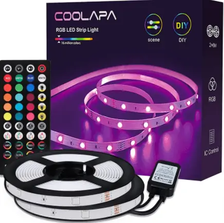 12M LED Strip, COOLAPA LED Streifen mit IR Fernbedienung, Musik Sync für 7,59€  (Prime)