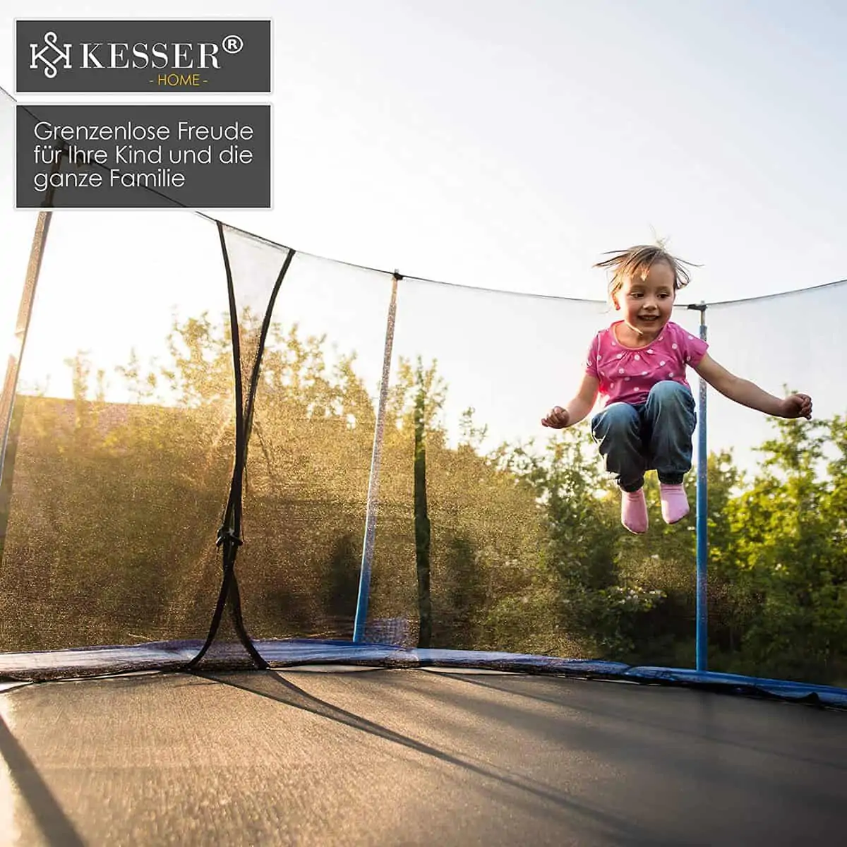 KESSER Gartentrampolin 3,05 m: Belastbarkeit 150kg mit Sicherheitsnetz, Leiter, Randabdeckung & Zubehör für 177,80€