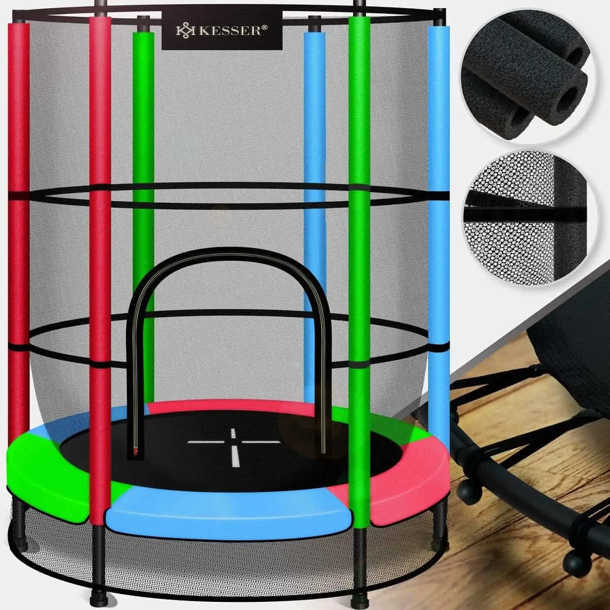 Kesser Trampolin (140x140x165 cm Kids Randabdeckung gepolstert Gummiseil Federung Sicherheitsnetz) für 79,99€ inkl. Versand statt 99,80€