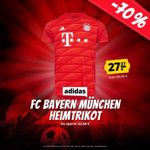 FC Bayern München adidas Herren Heim Trikot DW7410 (Gr. XS bis 3XL) für 31,22 € inkl. Versand