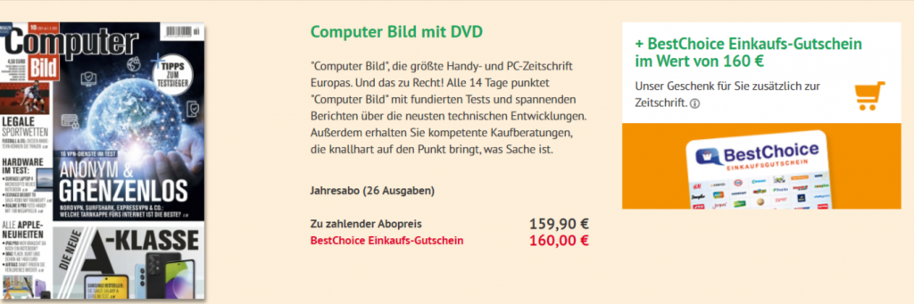 Jahresabo 26 Ausgaben Computer Bild Mit Dvd