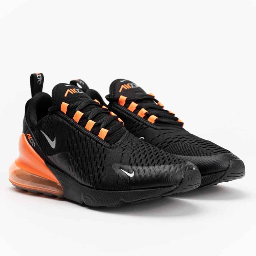 Nike Air Max 270 Black Total Orange Metallic Silver