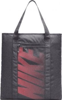 nike gym training tote dark grey red ba5446