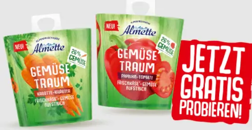 Gratis: Almette Gemüsetraum Frischkäse kostenlos testen, dank Cashback