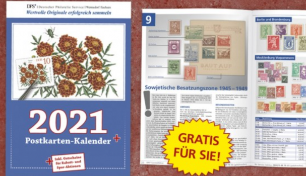 Infomaterial mit Postkarten Kalender 2021 und DPS Sammelführer jetzt GRATIS anfordern DPS Shop