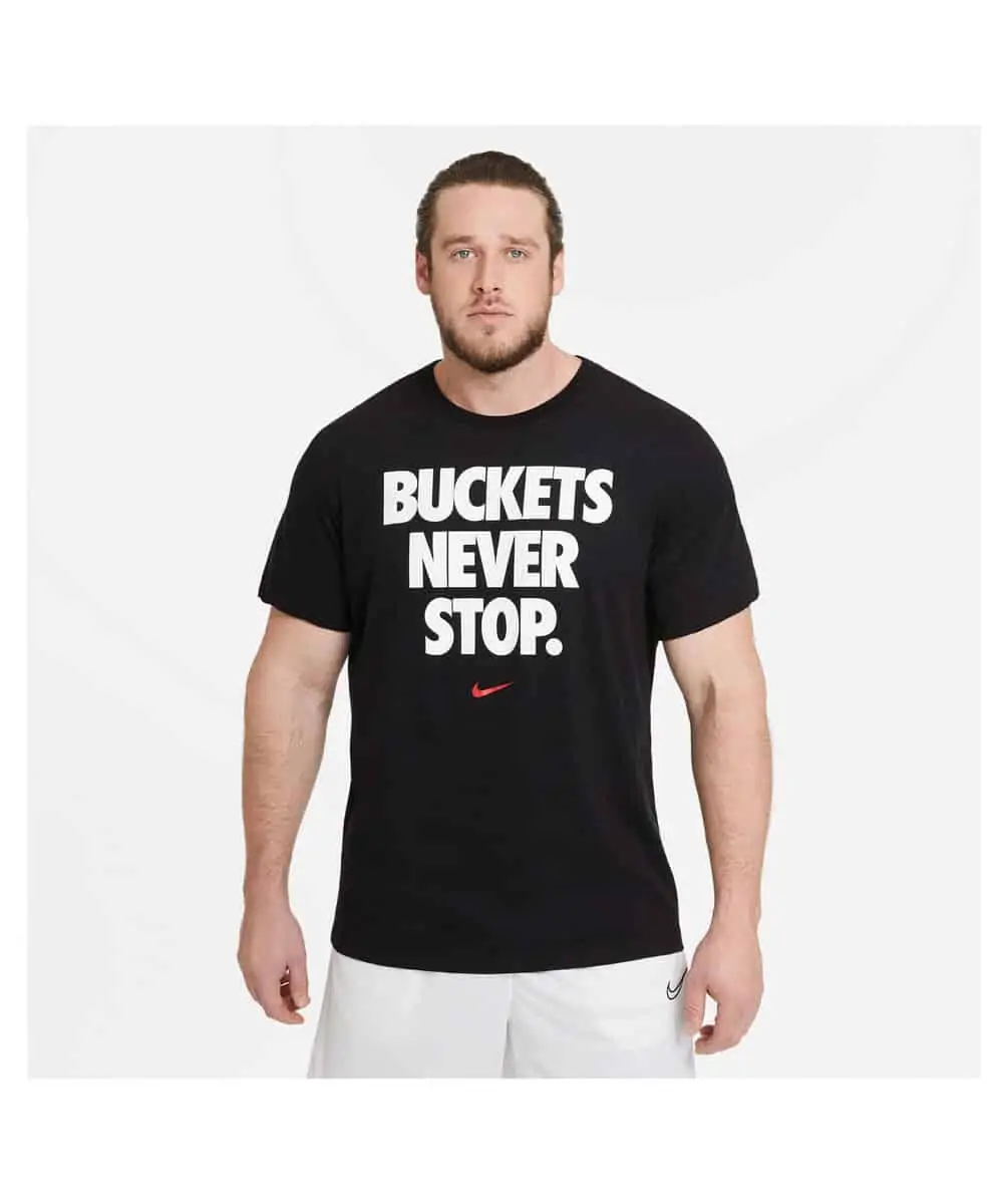 Nike | Herren T-Shirt NBA Dri-FIT Buckets Never Stop, Farbe Schwarz, (Gr. S-L) für 16,70€ inkl. Versand statt 24,94€