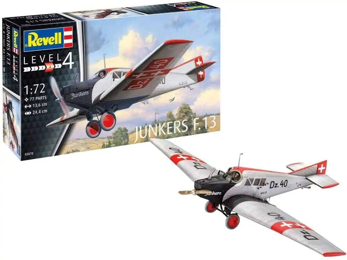 Revell, Junkers F.13, Flugzeugmodellbausatz, 1:72, Unlackiert für 9,60 € [Prime] statt 12,80 €