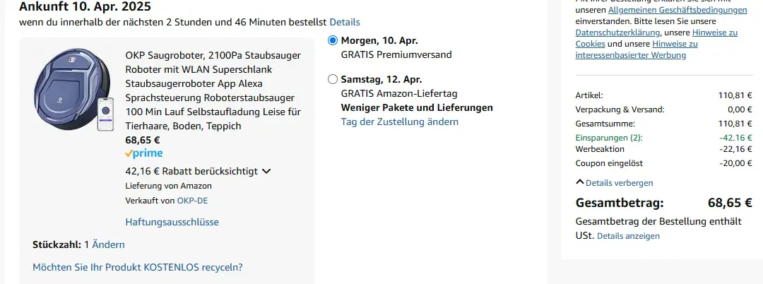 Bestellung Aufgeben — Bei Amazon Zur Kasse Gehen 04 09 2025 07 58 Am