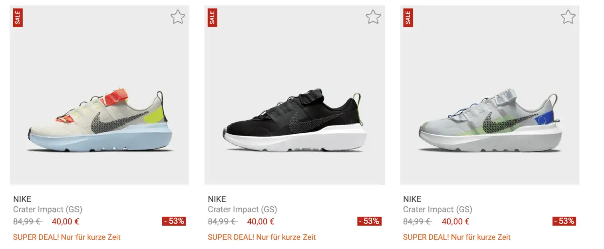 NIKE Crater Impact (GS) in 3 Styles (36 – 40) für je 43,99 inkl. Versand (statt 60,00 €)