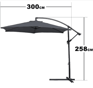 Einfeben Ampelschirm 300 Cm Sonnenschirm Mit Kurbelvorrichtung Hoehenverstellbarer Uv Schutz 40 Sonnenschirm Ampelschirm 6 Streben Amazon De