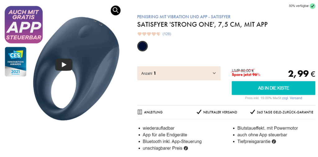 Eis De Satisfyer Stronger One Bluetooth Penisring