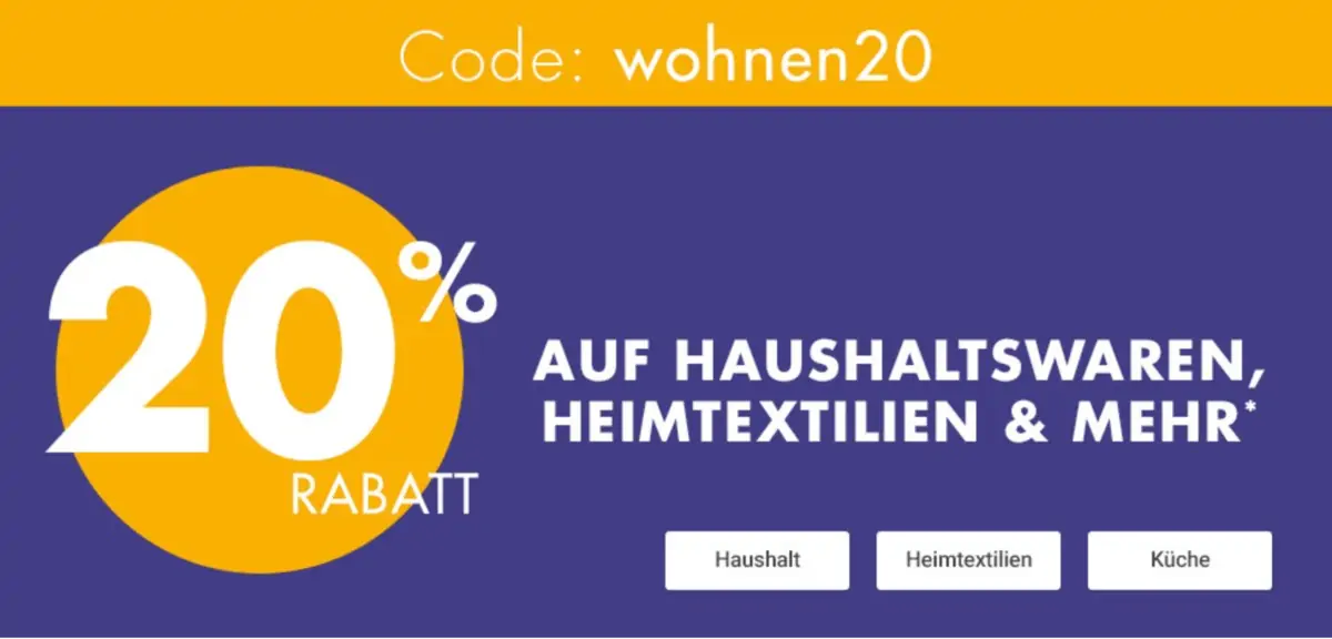 GALERIA: 20 % Rabatt auf Haushaltswaren, Heimtextilien & mehr