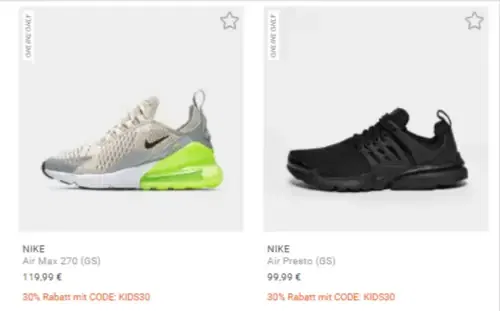 Snipes Kids Sale: 30 % extra Rabatt auf Kinderkleidung/ Schuhe
