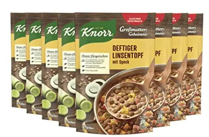Knorr Großmutters Geheimnis Eintopf Deftiger Linsentopf mit Speck, 133 g, 8 x 2 Portionen ab 6,06 € (Prime)