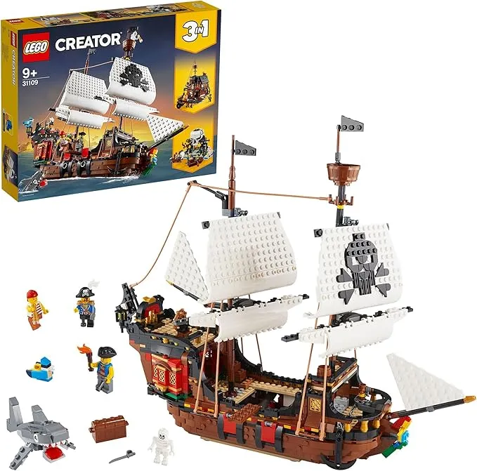 LEGO Creator 31109 3 in 1 Piratenschiff Set Taverne und Totenkopfinsel