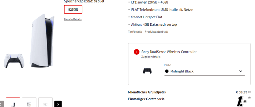 Sony PlayStation 5 Disc Edition Sony DualSense Wireless Controller mit Vertrag MediaMarkt Tarifwelt