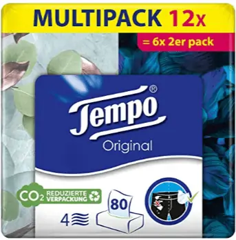 Tempo Original Taschentücher Duo-Box, Mega Pack (12 Boxen x 80 Tücher) ab 11,92 € inkl. Prime-Versand