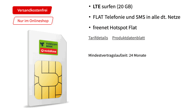 Vodafone green LTE 20GB Spezial MediaMarkt Tarifwelt