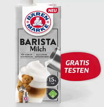 Gratis: Bärenmarke Barista Milch kostenlos dank Cashback