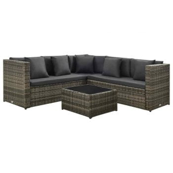 vidaXL 4 tlg. Garten Lounge Set mit Auflagen Poly e1627903107360