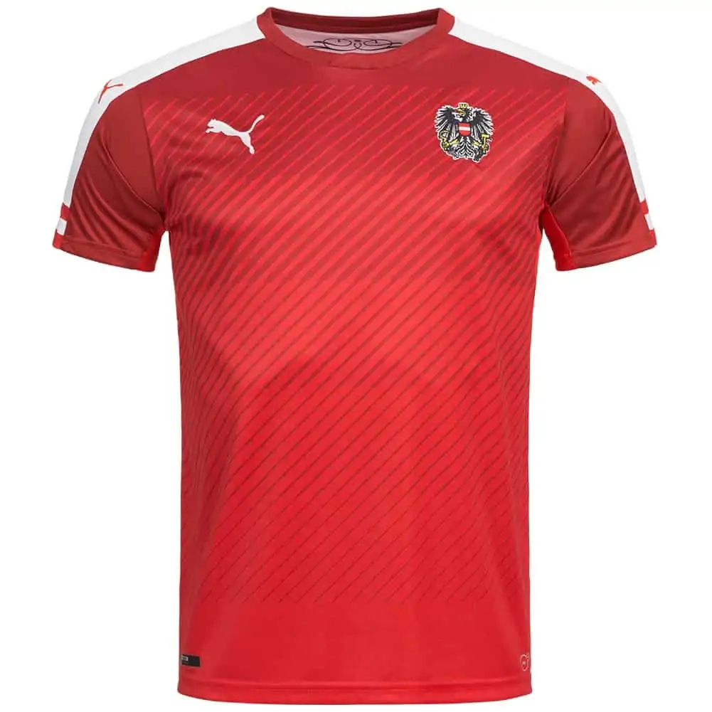 Österreich PUMA Kinder Heim Trikot (Gr. 128 – 176)  für 3,99 € + 3,95 € Versand statt 26,98 €