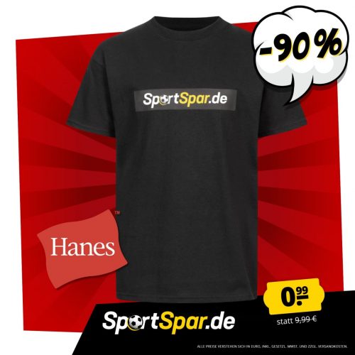 Hanes x SportSpar.de Baumwollinho Kinder T-Shirt (Gr. 110 bis 164) für 0,99 € zzgl. 3,95 € Versand