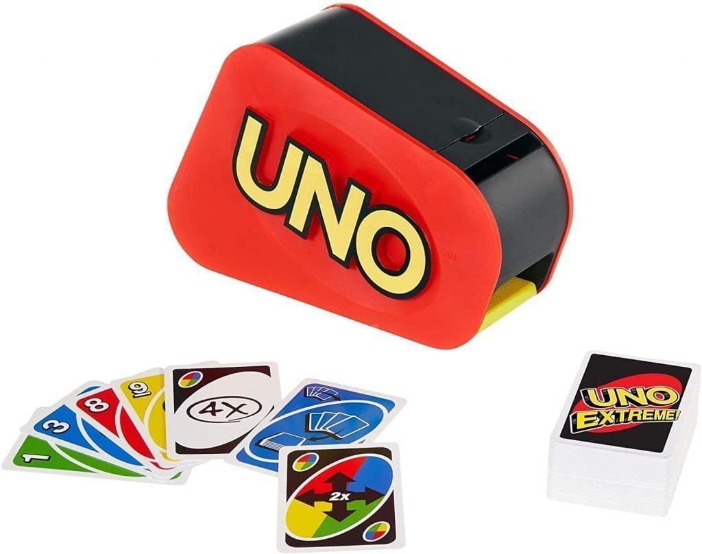 Mattel Games Gxy75 Uno Extreme Kartenspiel Mit Zufallsschleuder