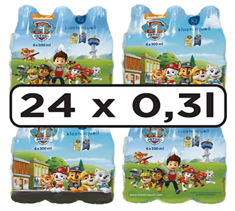 *Pfandfehler* Paw Patrol Quellwasser 4 x 6er Pack, 24 x 0,3l für effektiv 6 € inkl. Prime-Versand