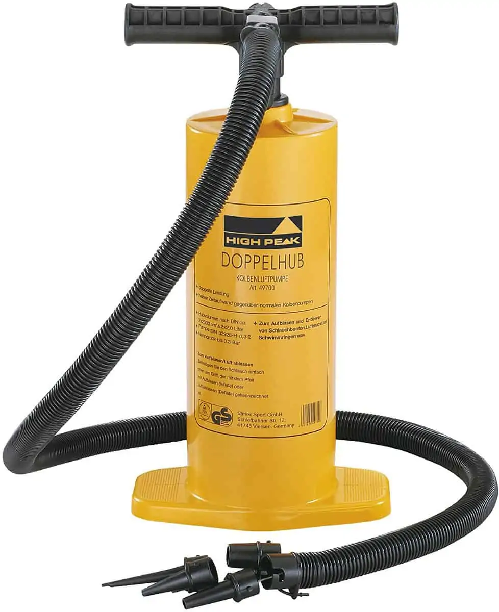 High Peak Doppelhubpumpe (TÜV/GS geprüft, 4 Ventil-Adapter) für 7,20 € [Prime] statt 10,27 €
