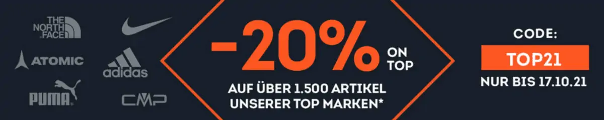 SportScheck: 20 % Rabatt auf über 1.500 Artikel