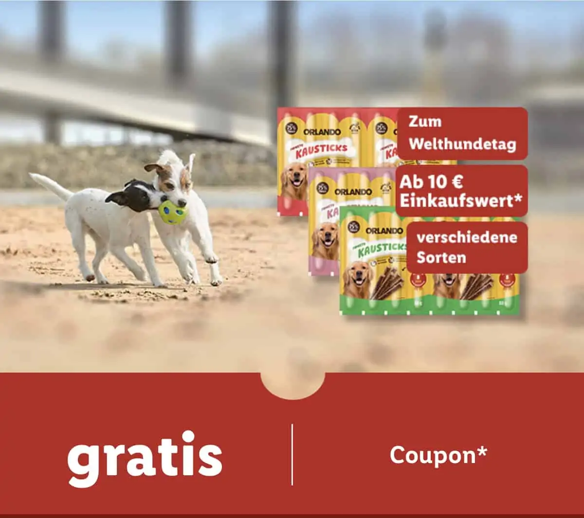 Gratis: Orlando Kauwürstchen Hundefutter ab 10,00€ Einkaufswert [Lidl App]