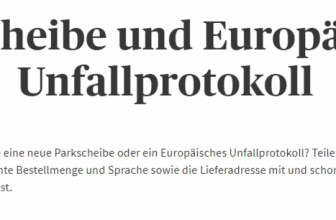 Parkscheibe Europaeisches Unfallprotokoll AXA