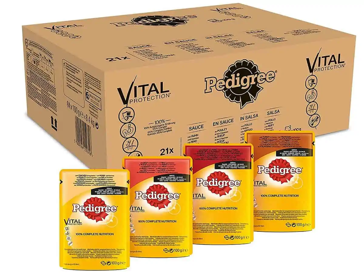 PEDIGREE Hundenassfutter Portionsbeutel Megapack mit 4 Varietäten in Gelee, 84 x 100g ab 17,45 € inkl. Versand (statt 27,97 €)
