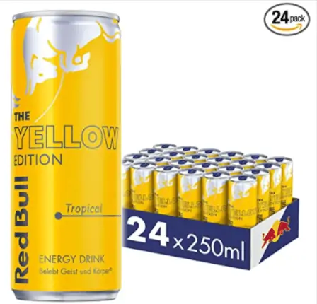 Red Bull Energy Drink Yellow Edition Tropical 💛 (24 x 250 ml) ab 20,66 € inkl. Prime-Versand zzgl. Pfand