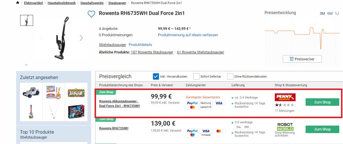 Rowenta Akkustaubsauger Dual Force 2In1 Rh6735Wh 2